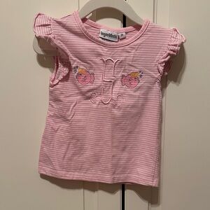 Pink Striped Kids Top Monogrammed S